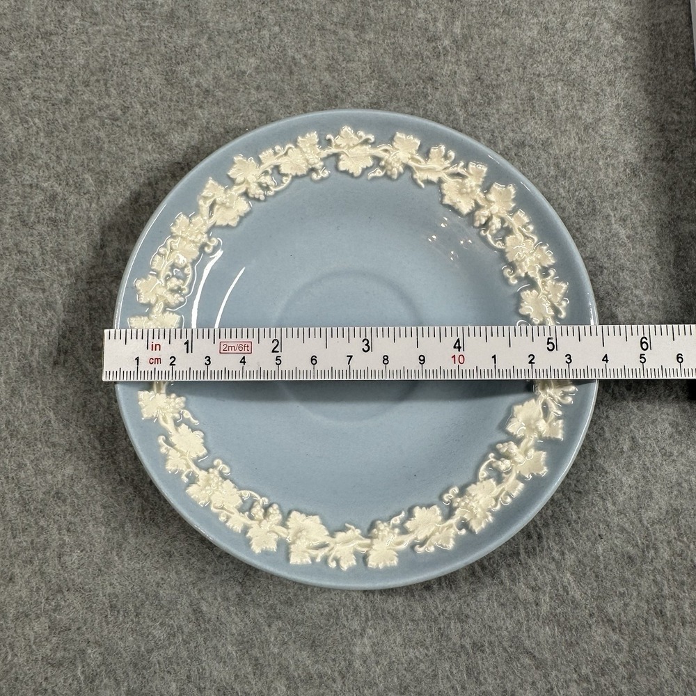 Wedgwood Queensware Cream on Blue Embossed Saucer Grapevine 5.5 in - Picture 3 of 4